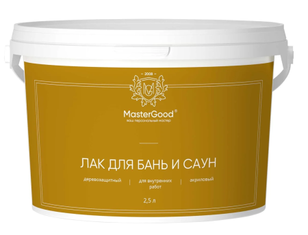 картинка Лак для бань и саун MasterGood магазин Огнекор являющийся официальным дистрибьютором в России  картинка Лак для бань и саун MasterGood от магазина Огнекор